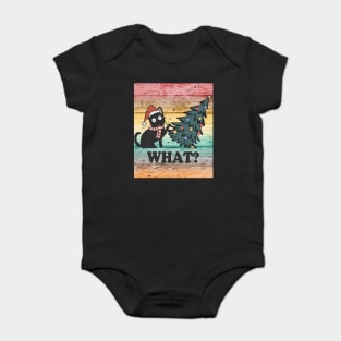what cat funny christmas tree - vintage Christmas Baby Bodysuit